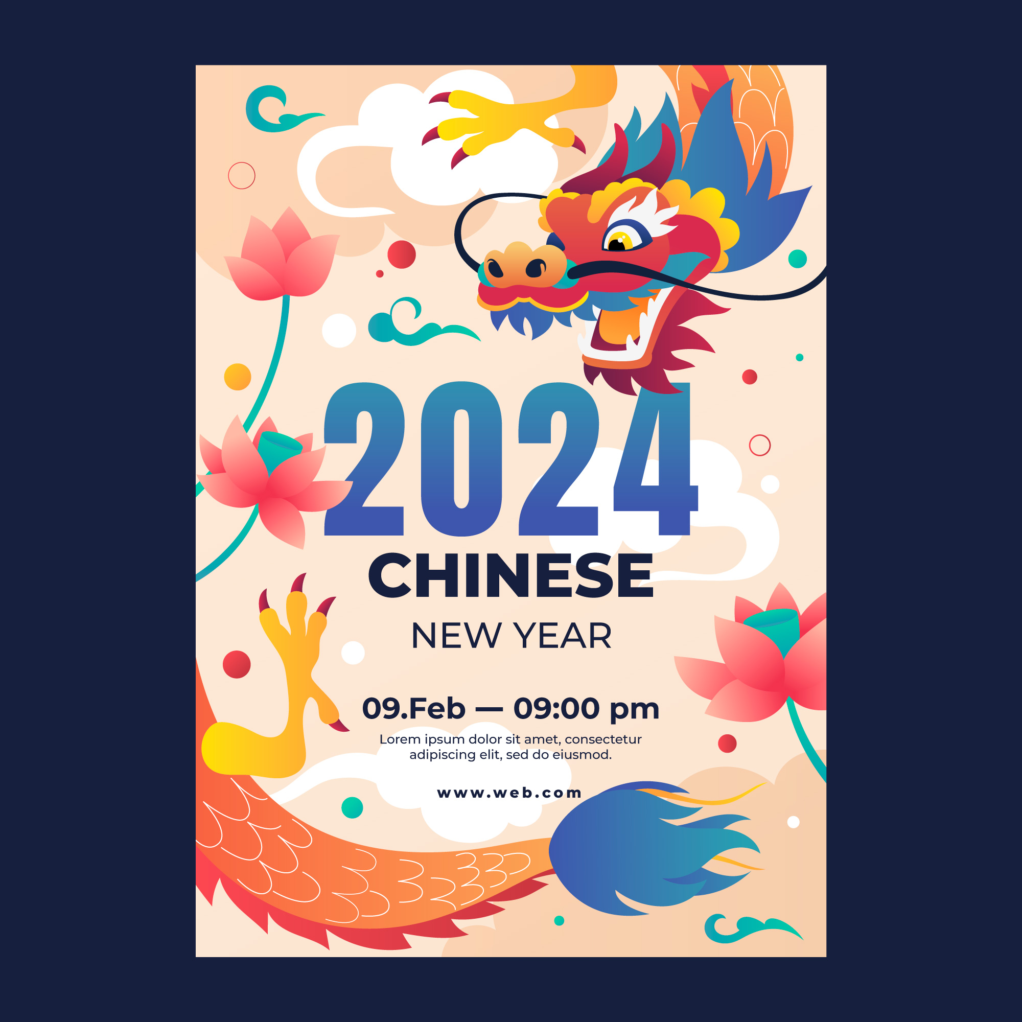 2024中国新年插画海报设计