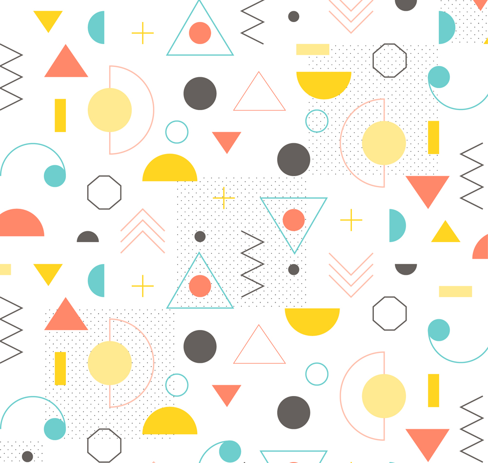 清新三角与曲线图案无缝背景